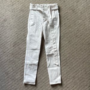 Express High Waisted White Jeans with Belt